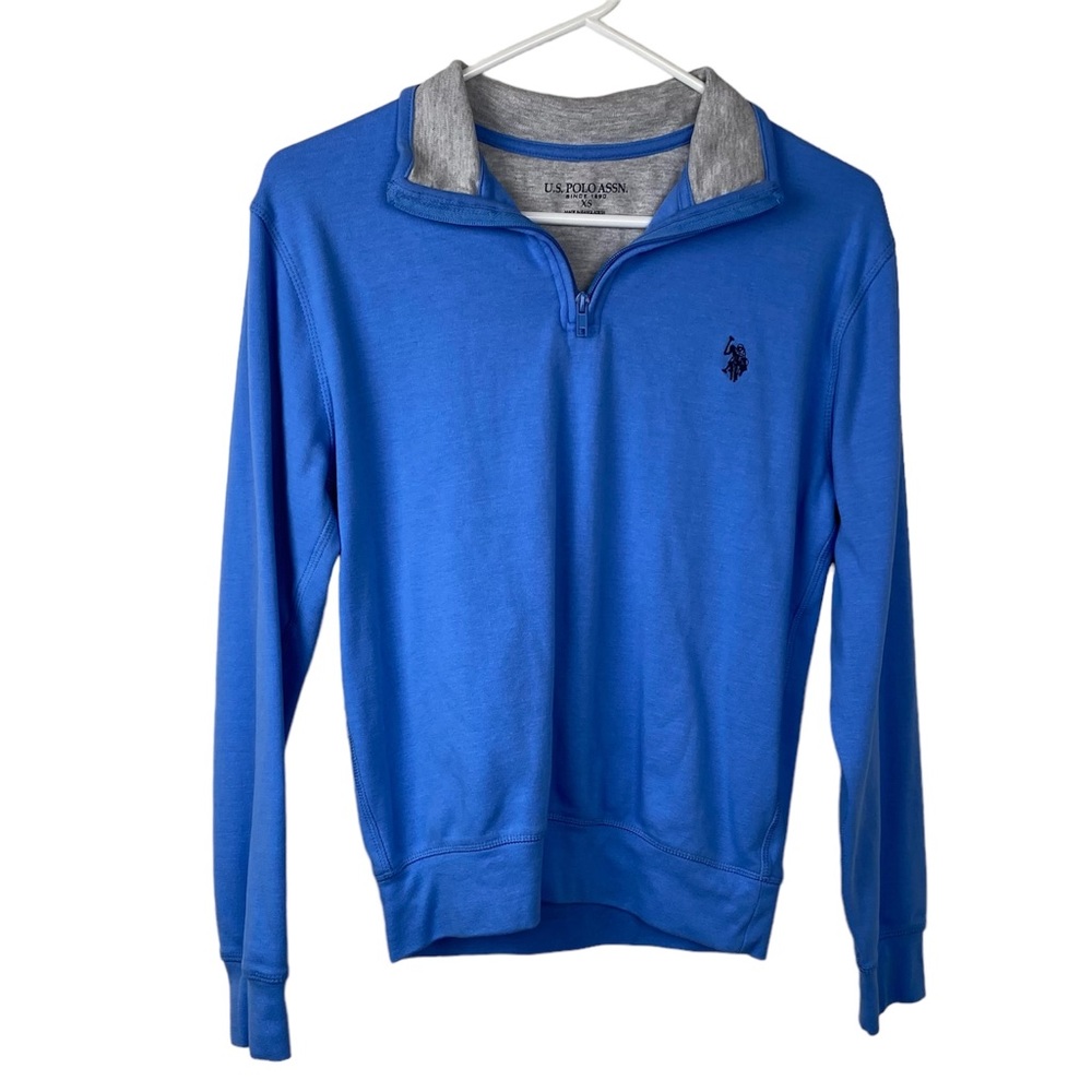 U.S. Polo Light Blue Quarter Zip Sweater Size XS Cotton Blend